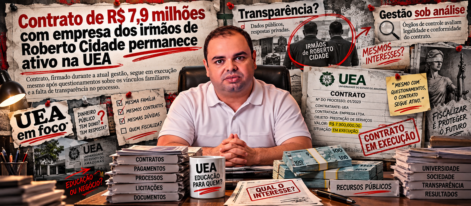 UEA mantém contrato de R$ 7,9 milhões com empresa ligada à família Cidade
